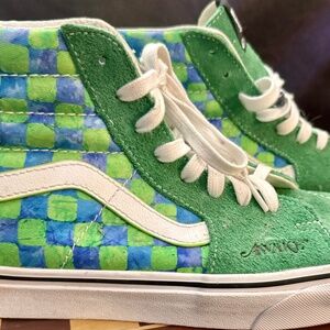 Vans Mens Sk8-Hi Awake NY Green/Blue Checkered High-Tops NWOT